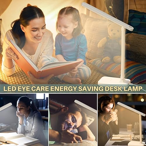 B09ZKV1RDM_image_4 Lámpara de escritorio LED con control táctil lámpara de lectura sin parpadeo 3 modos de color lámpara de mesa plegable luz de lectura para cuidado