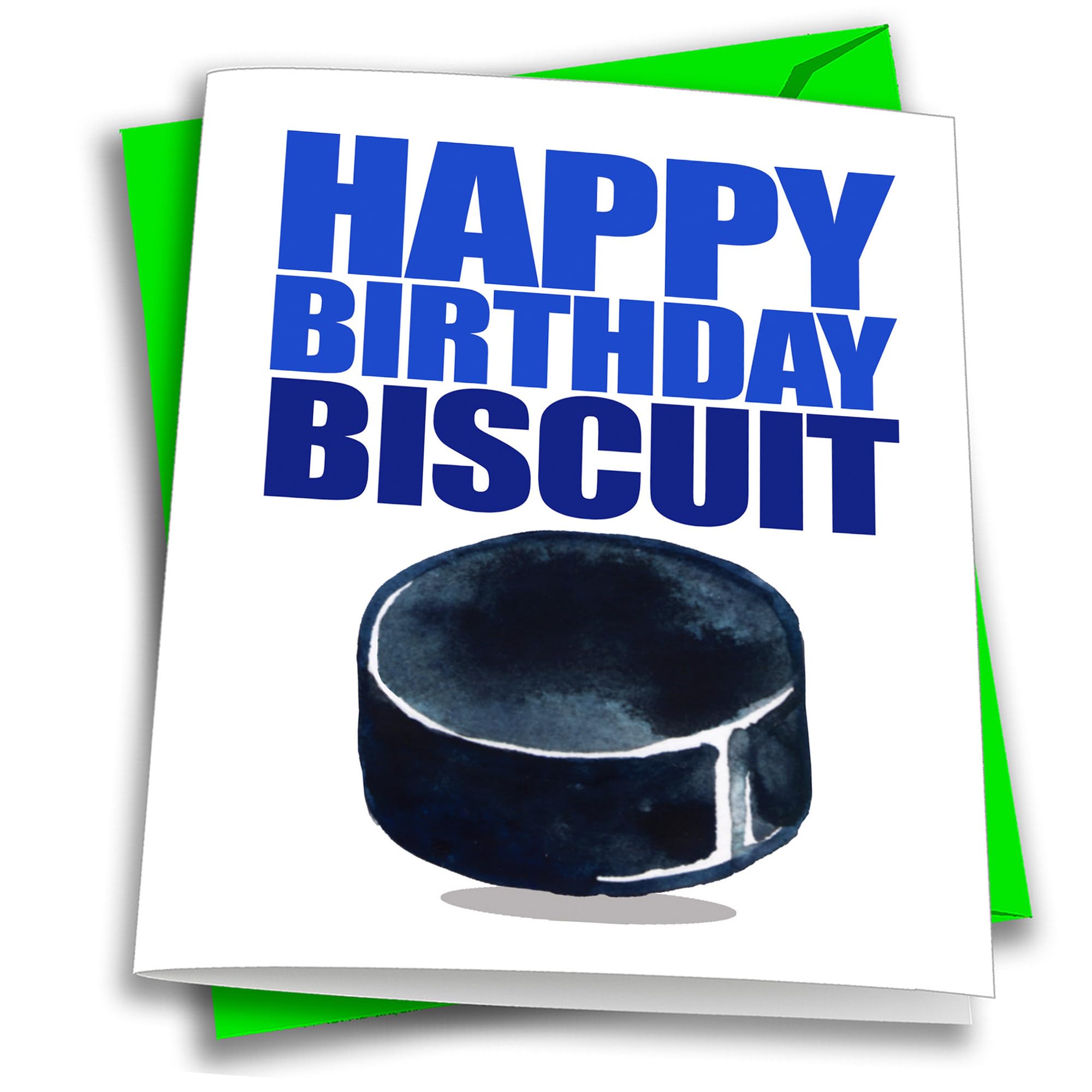 Play Strong 1-Pack Hockey Biscuit Happy Birthday Biscuit Card (5x7in) Sports Birthday Greeting Cards Awesome for Hockey Players, Coaches, Fans, Cards