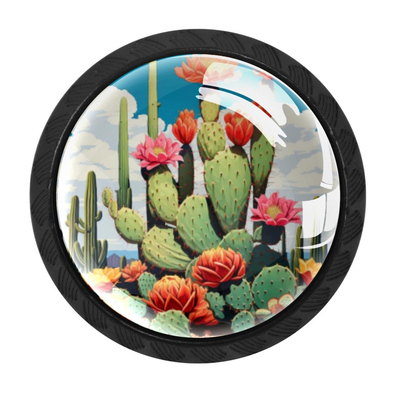 CHENZZZZ 4 Pack Cabinet Handles Black Cactus Cabinet Knobs Draw