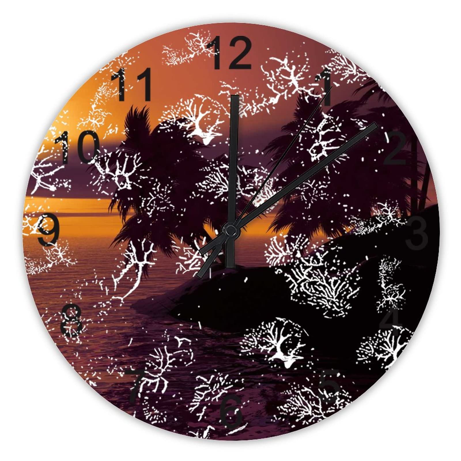 Horloge murale silencieuse sans tic-tac grand format 40,6 cm au décor de palmiers