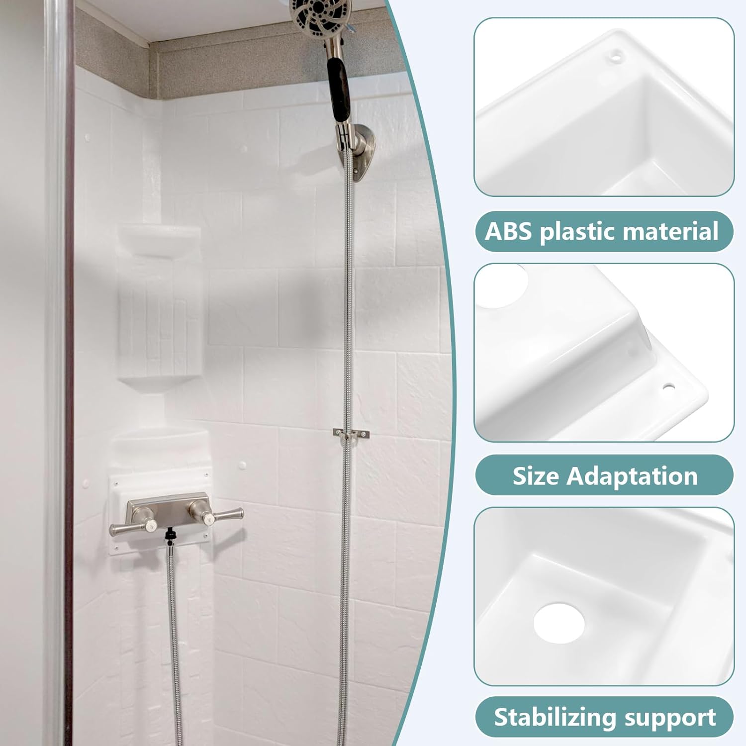 White RV Faucet Bezel,Stand Off Faucet Cover Mounting Kit for RV Shower Bezel Panel Replacement (1 Pack)