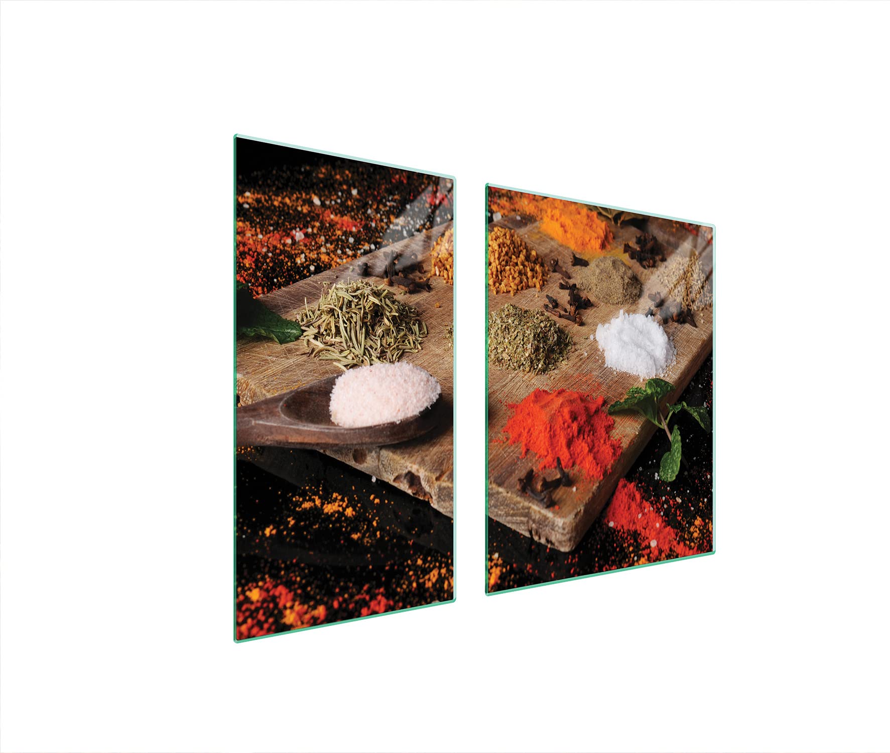 DarHaus Plaque De Protection En Verre Trempé Pour Plaque De Cuisson - 2x30x52cm, Motif Gerberas Bois - Multifonction : Planche à Découper, Plateau De Service - 7