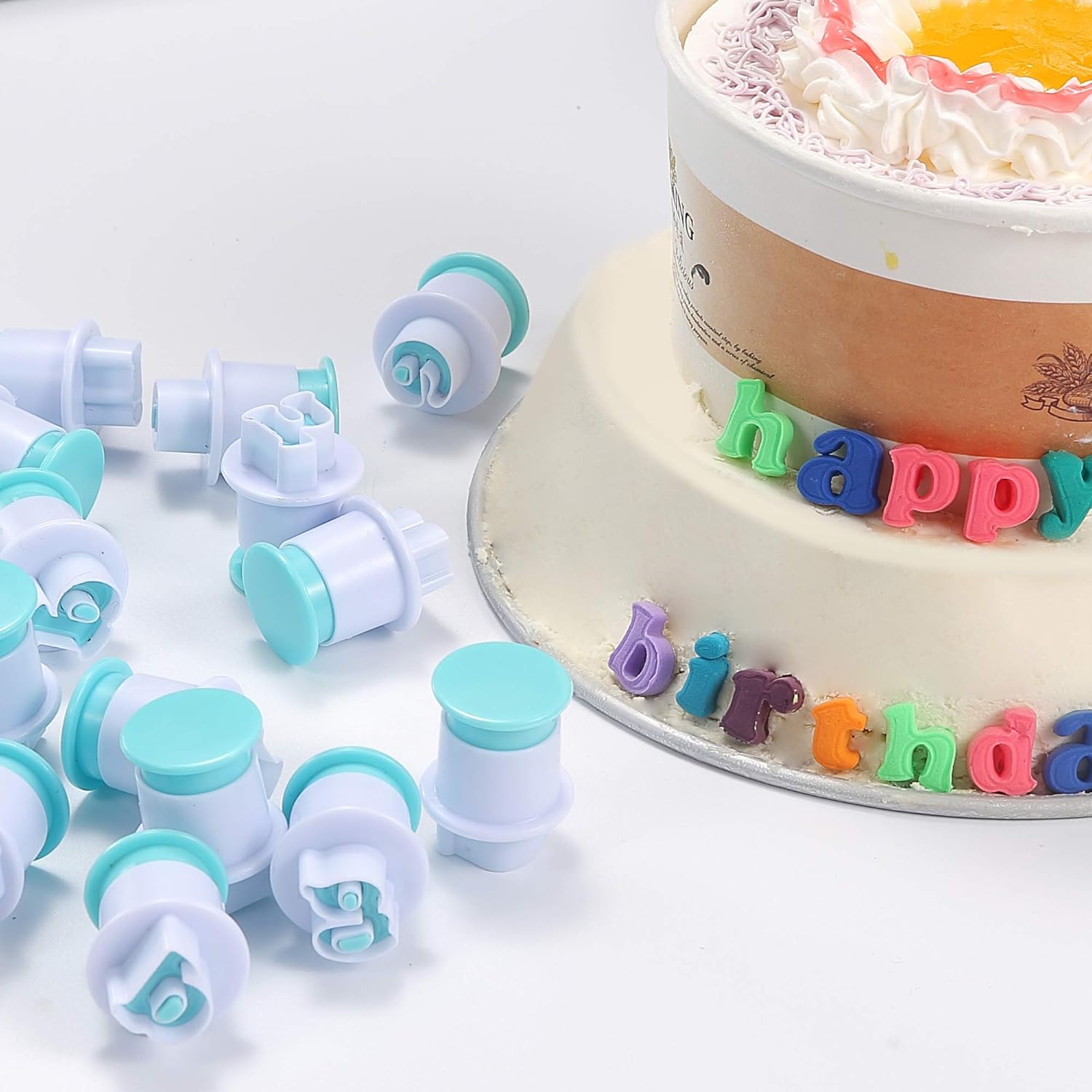 Alphabet Letters Molds, 26pcs Plunger Cutters, Fondant Cake Biscuit Mold,Cake Decorating Tools, Cookie Stamp Impress,Embosser Cutter, DIY Sugar Craft Cookies Plunger-Plastic (Lowercase Letters)