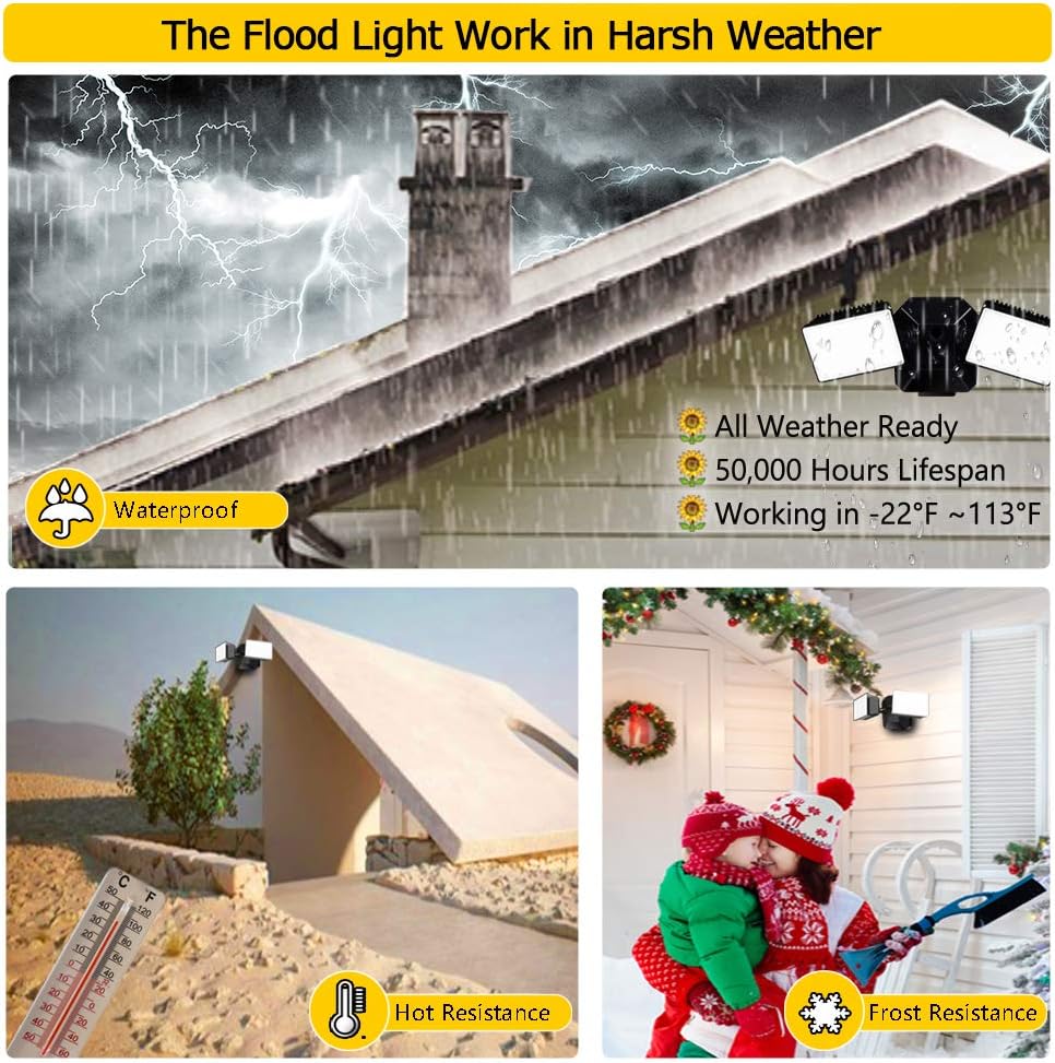 Black Dual Head LED Security Flood Light with Dimmer