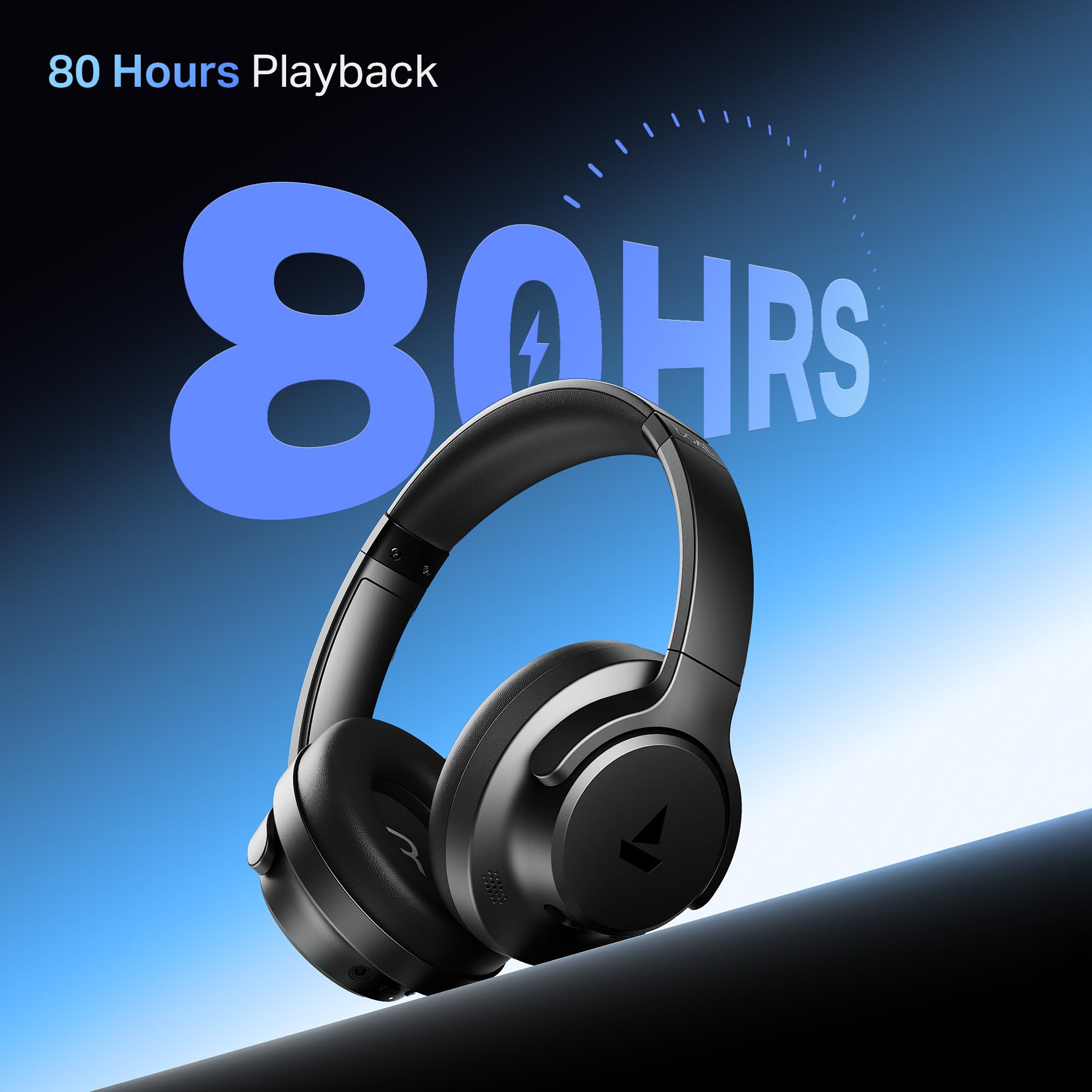 Boat Rockerz 512 ANC,(~40dB) Hybrid ANC, 80H Battery, 40mm Drivers, 40ms Low Latency, ENx Tech,Stream Ad Free Music via App Support, Bluetooth Headphones, Wireless Headphone with Mic (Cosmic Black) 4