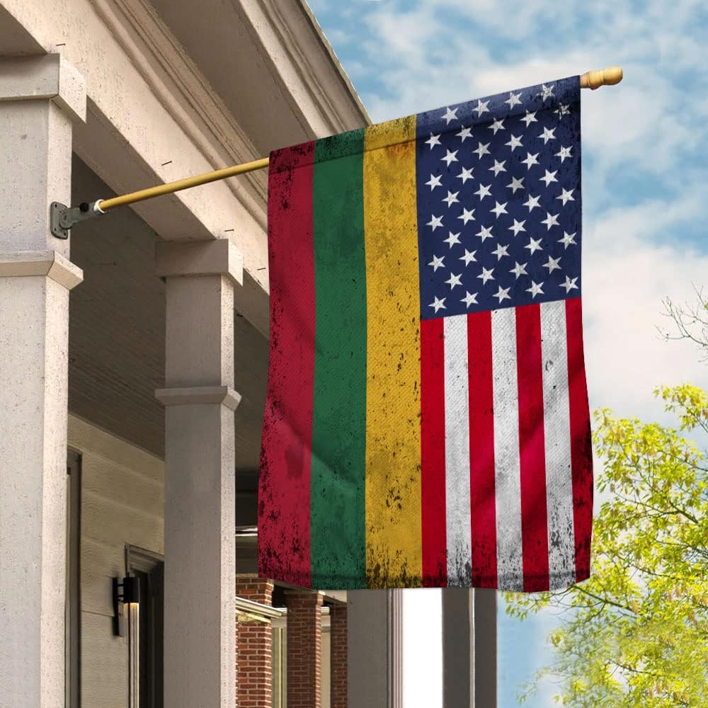 American Lithuania Friendship House Flag - USA Premium Polyester Decorative Indoor Outdoor Flag