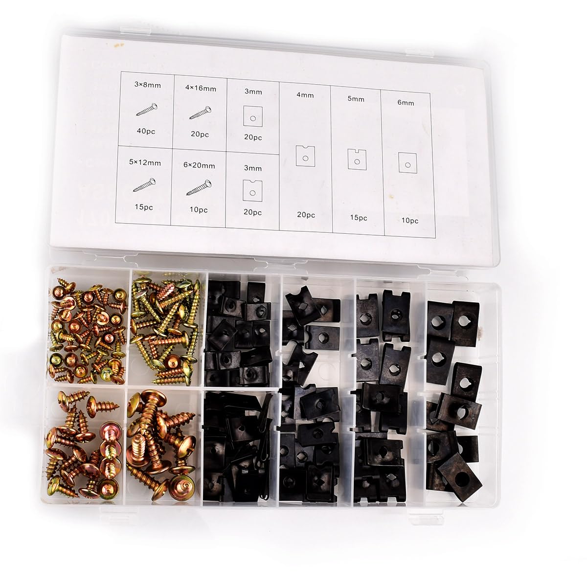 TOPCNOEM 100Pcs 10 Sizes Auto Car U-Clip Metal Trim Panel Spring Cli