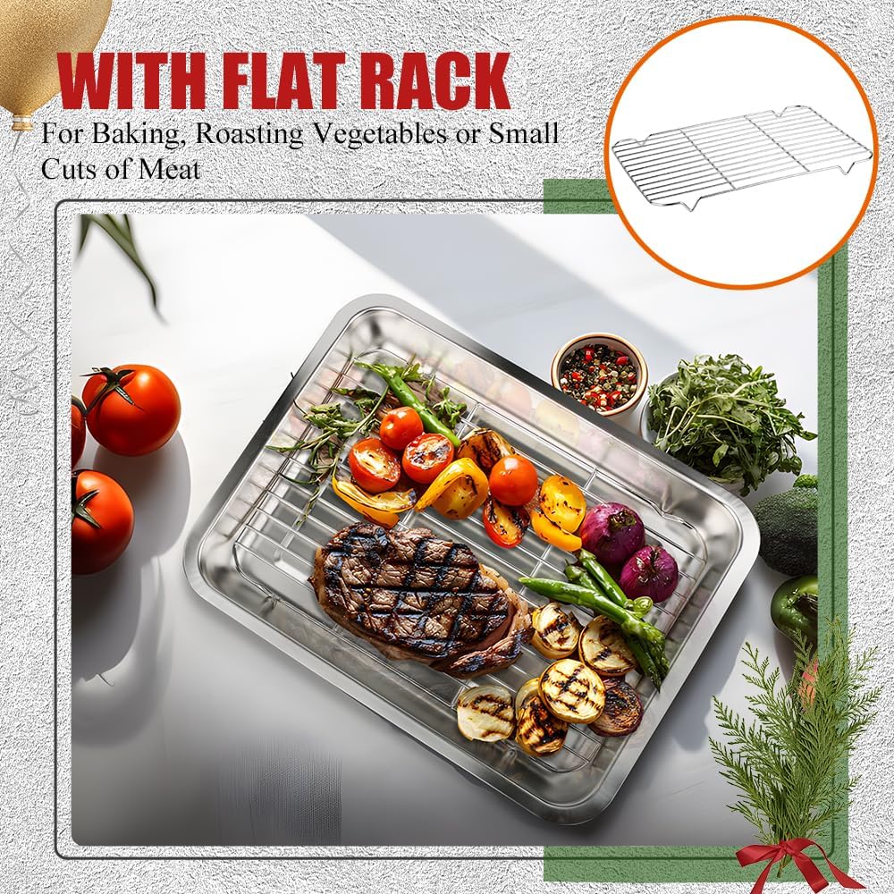 Turkey Roaster with Stainless Steel Cooling Rack and Turkey Rack for Smokers, Oven, Grill, Smoking and Grilling Accessories