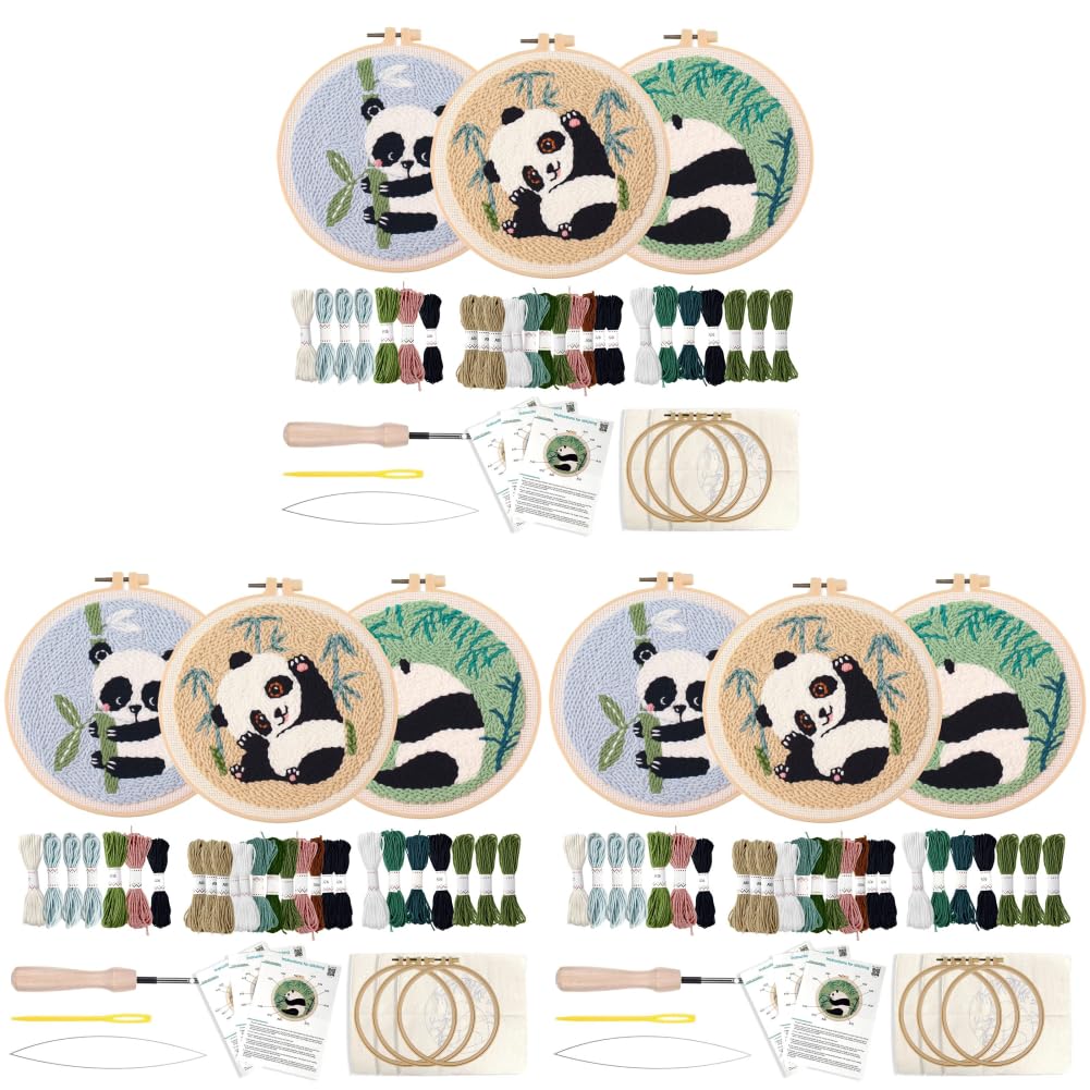 Kompletny zestaw do Punch Needle Panda 3 szt. DIY