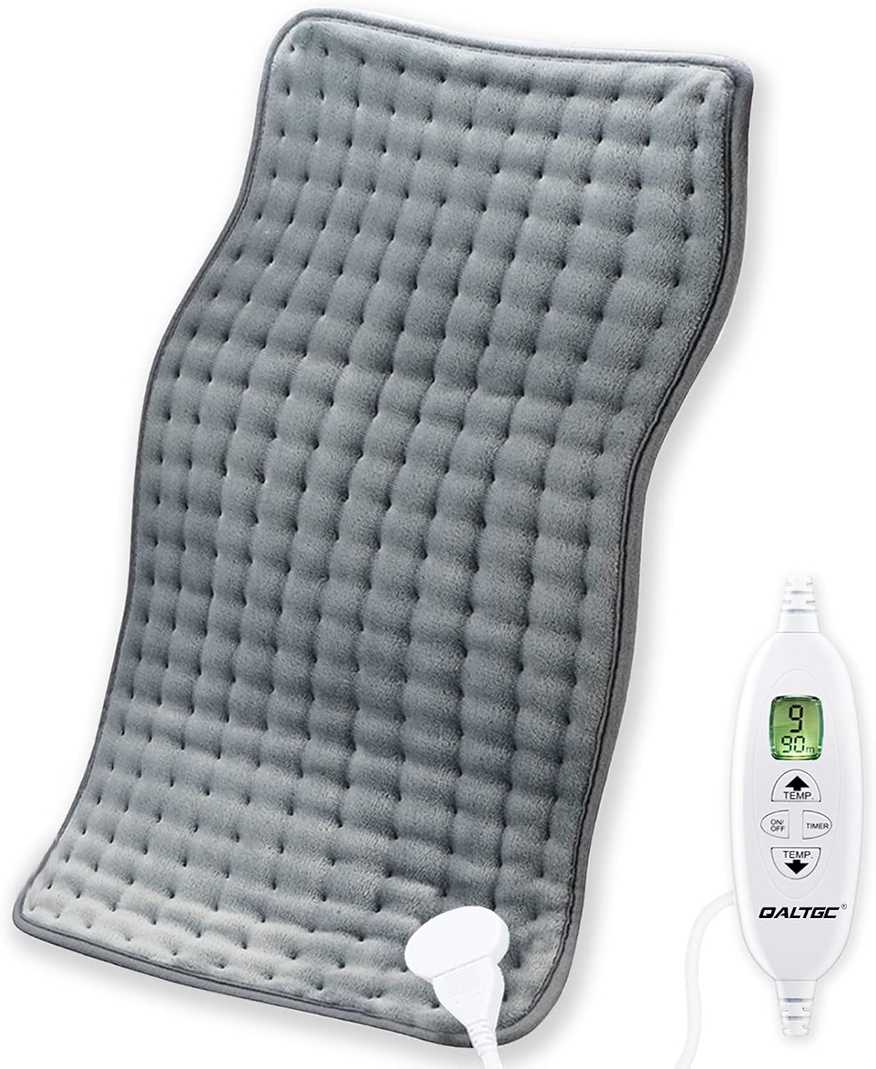 QALTGC Heating Pad for Back Pain and Cramp Relief Extra Large 12" x 24" Size Electric Heat Pad 10 Temperature Level 9Timer Settings Auto Shut Off Moist and Dry Therapy for Shoulder Neck Soft Washable : Health & Household