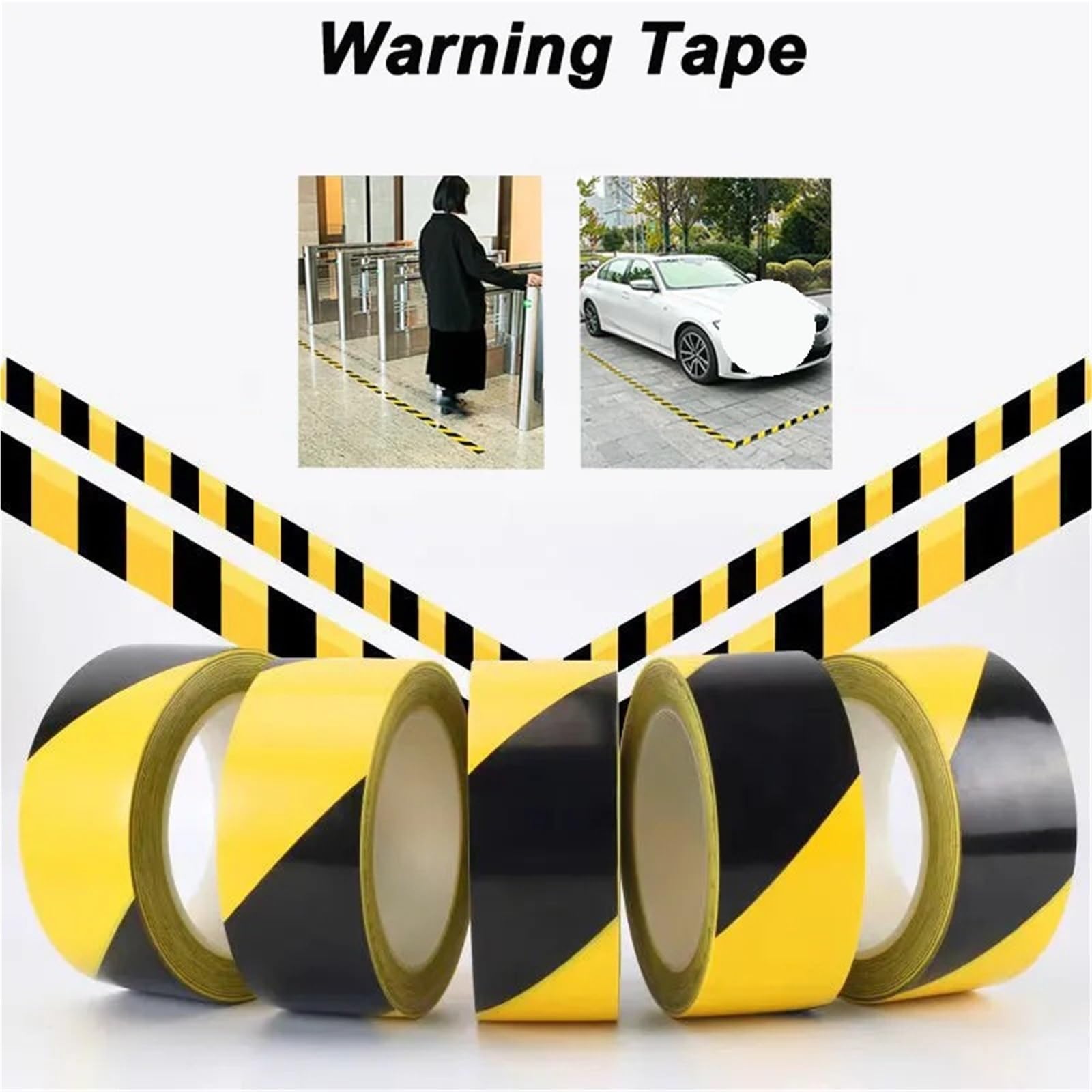 Cinta de precaución amarilla y negra for señalización seguridad en suelos, escaleras, tuberías equipos fábricas almacenes Para Suelo(100mm)