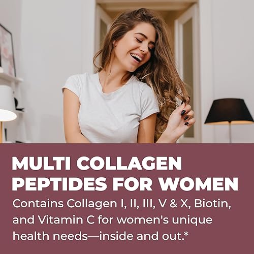 Miniatura 5 de Polvo de péptidos de colágeno múltiple tipo I, II, III, V, X Polvo de proteína de colágeno múltiple con ácido hialurónico, biotina, vitamina C