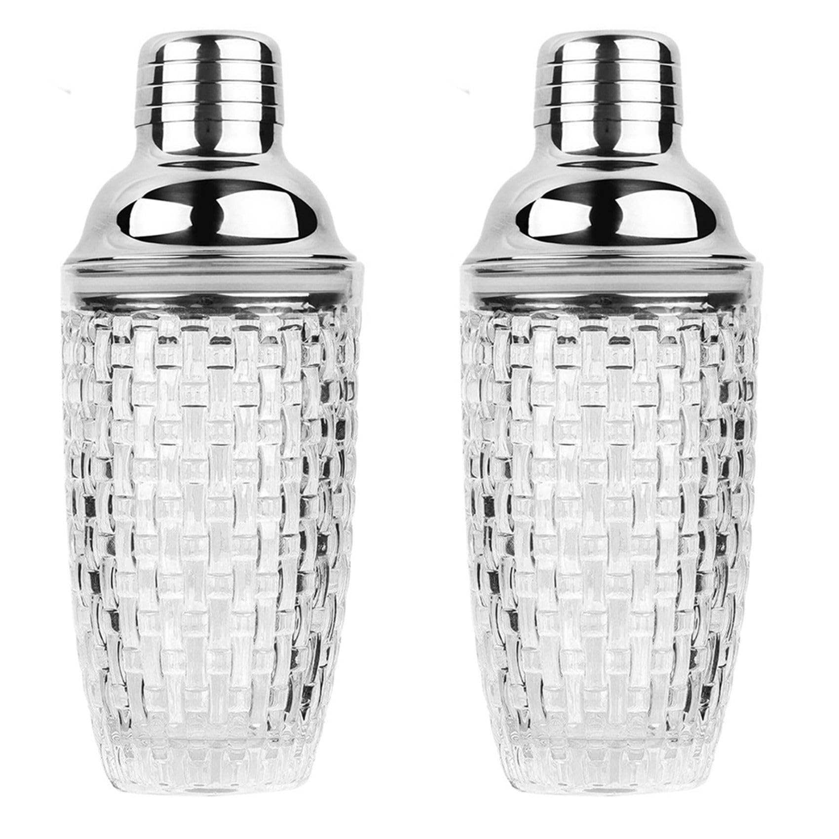 Hndhbfgrt 2X 13Oz Glass Cocktail Shaker Set - Glass Shaker for Cocktails, Drink Shakers Cocktail and Cocktail Shakers Silver