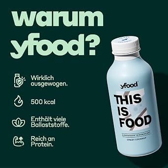 yfood Drink Crazy Coconut Delicious Drinking Meal for on the Go THIS IS FOOD Drink 33 g Protein 26 Vitamins and Minerals 12 x 500 ml Coconut Flavour Incl. €3.00 Bottle Deposit (Germany)