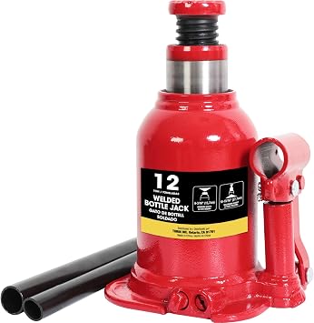 Big RED ATH91207AR-1 Torin Welded Hydraulic Stubby Low Profile Bottle Jack, 12 Ton 24,000 LBs Capacity, Red