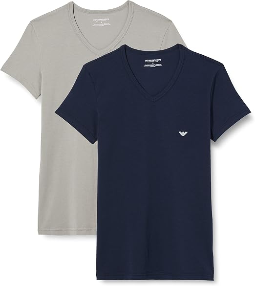 Emporio Armani 2-Pack V Neck T-Shirt Essential Core Logoband, T-Shirt,  Pacco da 2, Multicolore (Bianco/Marine), S : Amazon.it: Abbigliamento