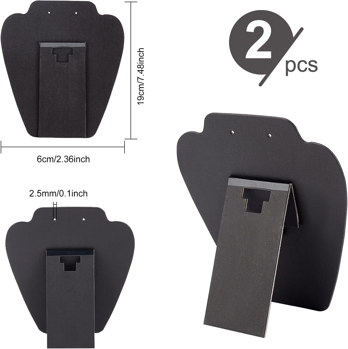 FINGERINSPIRE 2Pcs Velvet Jewelry Necklace Display Stand Black 21cm Height Earring Pendant Chain Holder 3D Jewelry Chain Organizer Mannequin Model Display Stand Small Combination Necklace Holder - Image 4