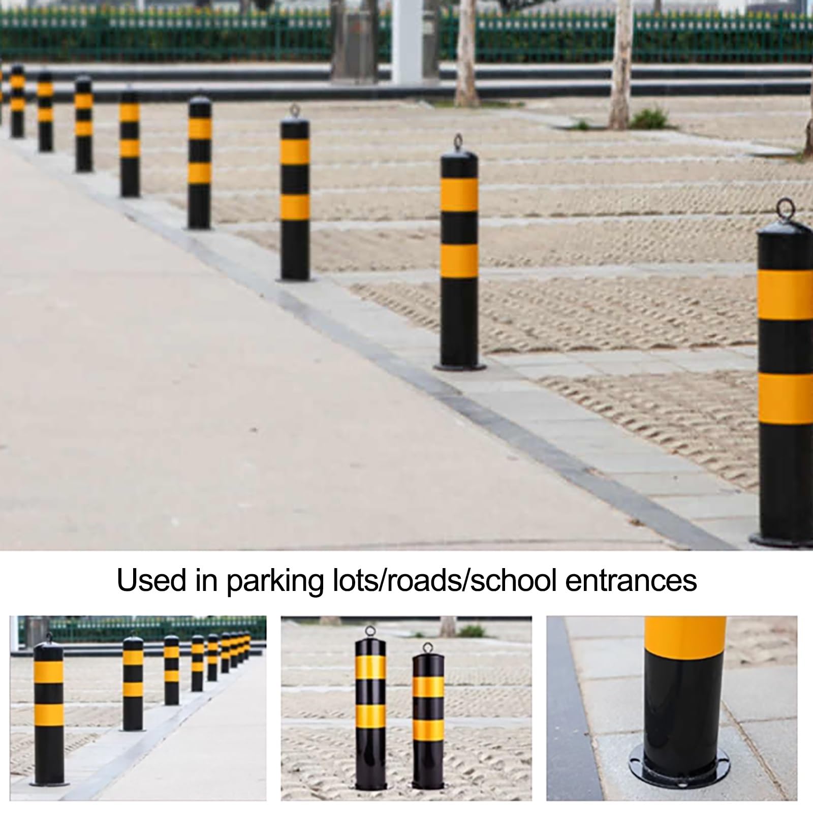 Borne de sécurité réfléchissante pour la signalisation routière avec boulons d'ancrage, barrière de stationnement pour allée, pour Une visibilité Accrue