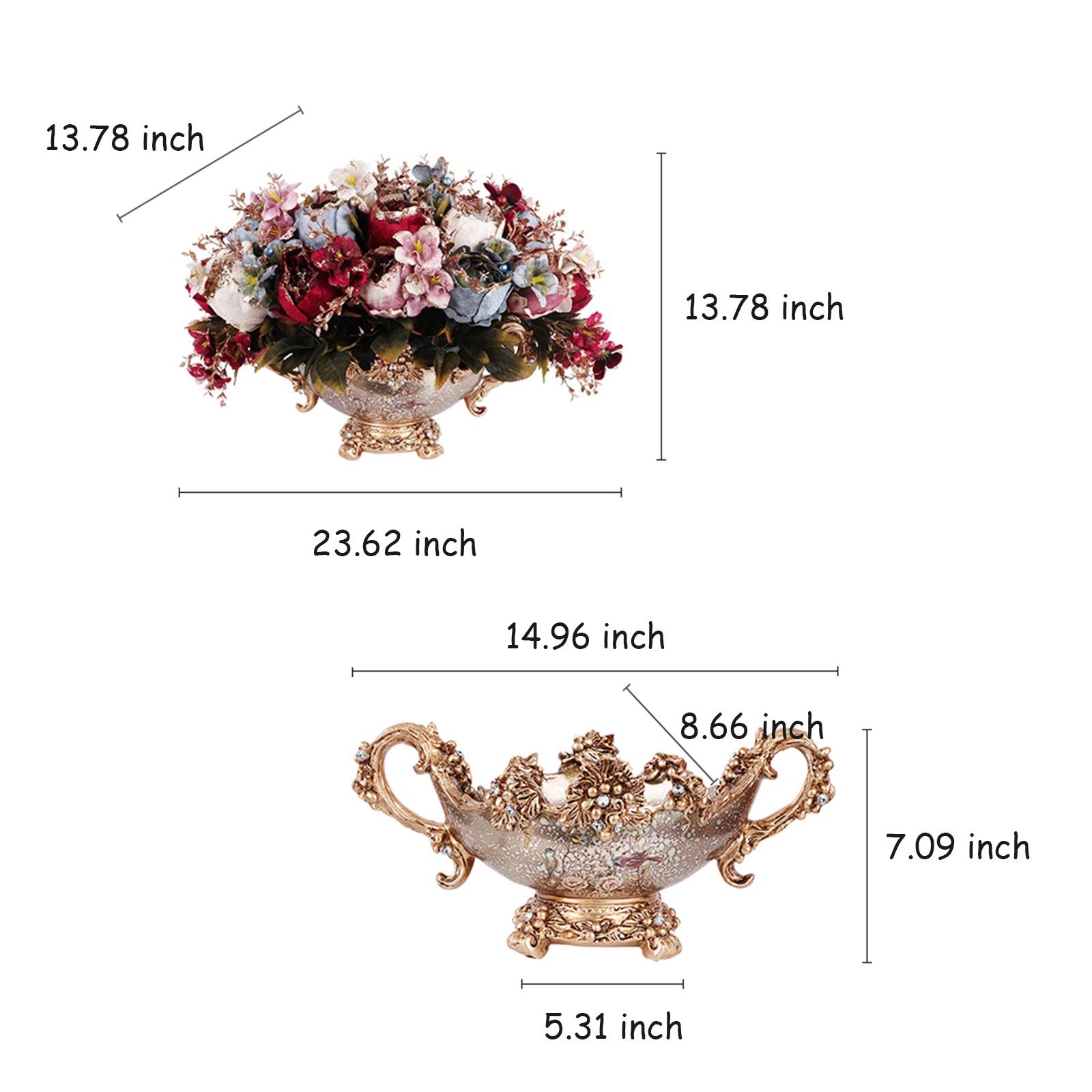 prezenty ze sztucznych kwiatów Sztuczne kwiaty w wazonie - sztuczna piwonia Kwiaty Centerpieces Aranżacja, najwyższej jakości jedwabna flanela Sztuczne kwiaty piwonii z wazonem z żywicy do domu /