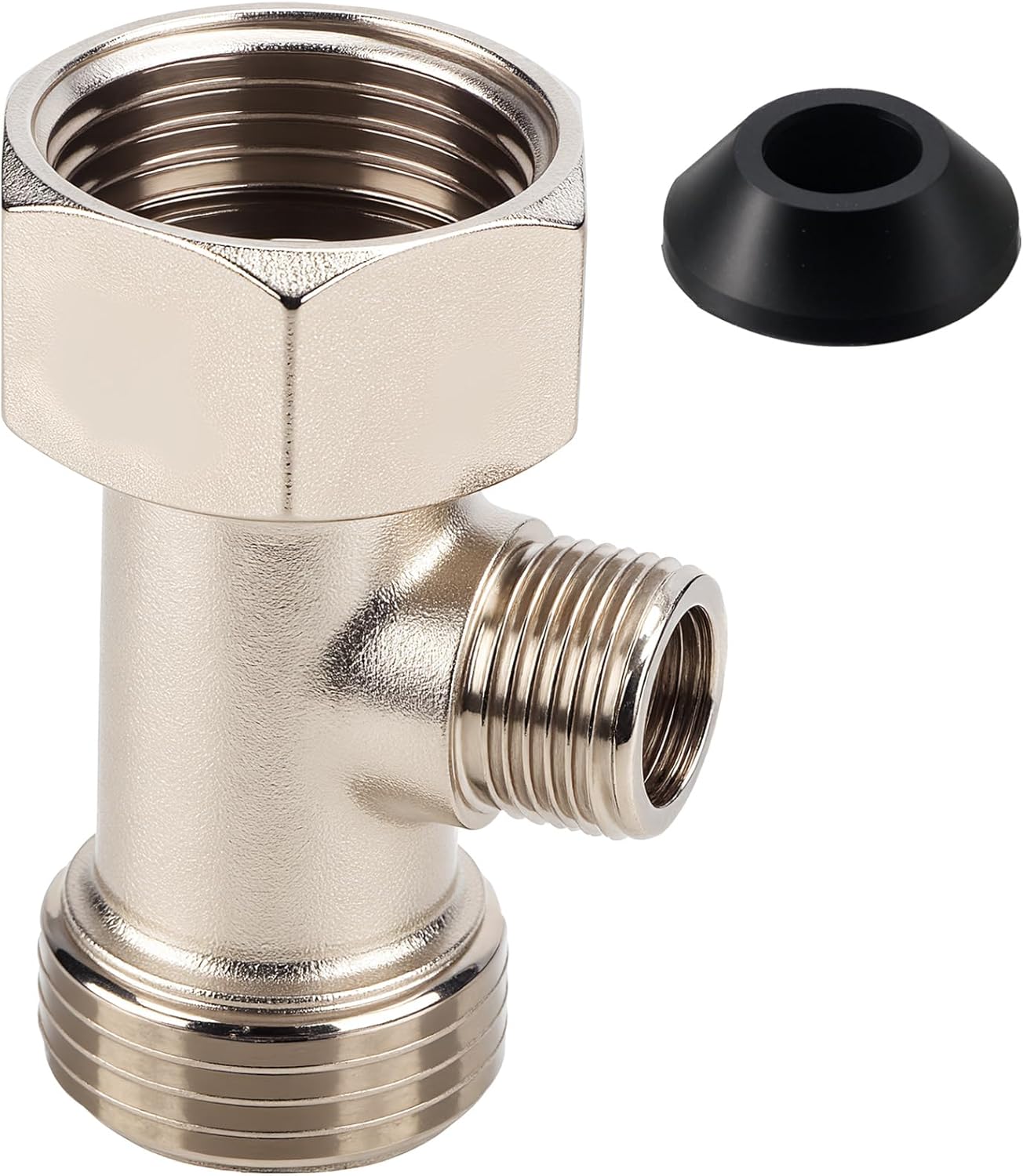 Bidet T Adapter, 7/8"x7/8"x3/8" 3 Way Adapter or Tee Connector with Gasket, Toilet Faucet Splitter Shower Head Valve, Bidet Attachment for RV & Home Toilet Diverter Hose Fitting
