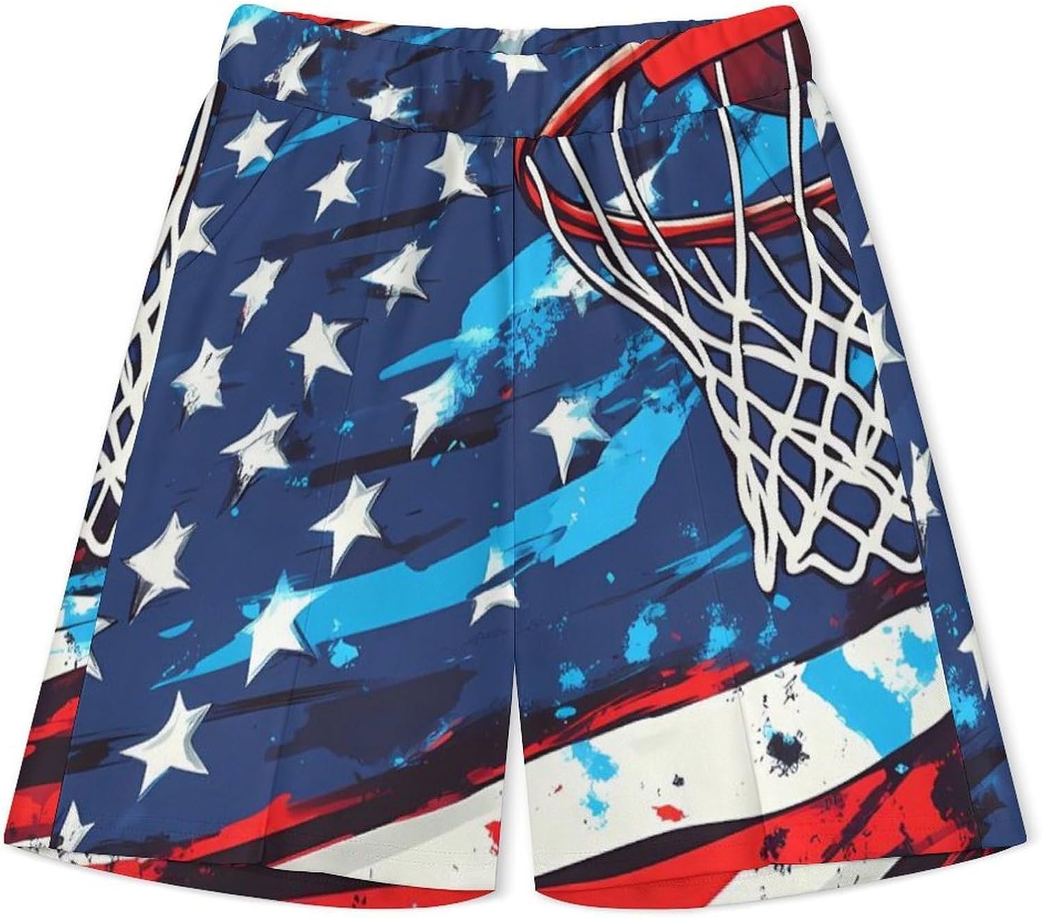 Basketball Hoops USA Flag Mens Polo Shirts Track Suits 2 Piece Short Sleeve Sweatsuit 1/4 Zip Golf Loungewear for Sports