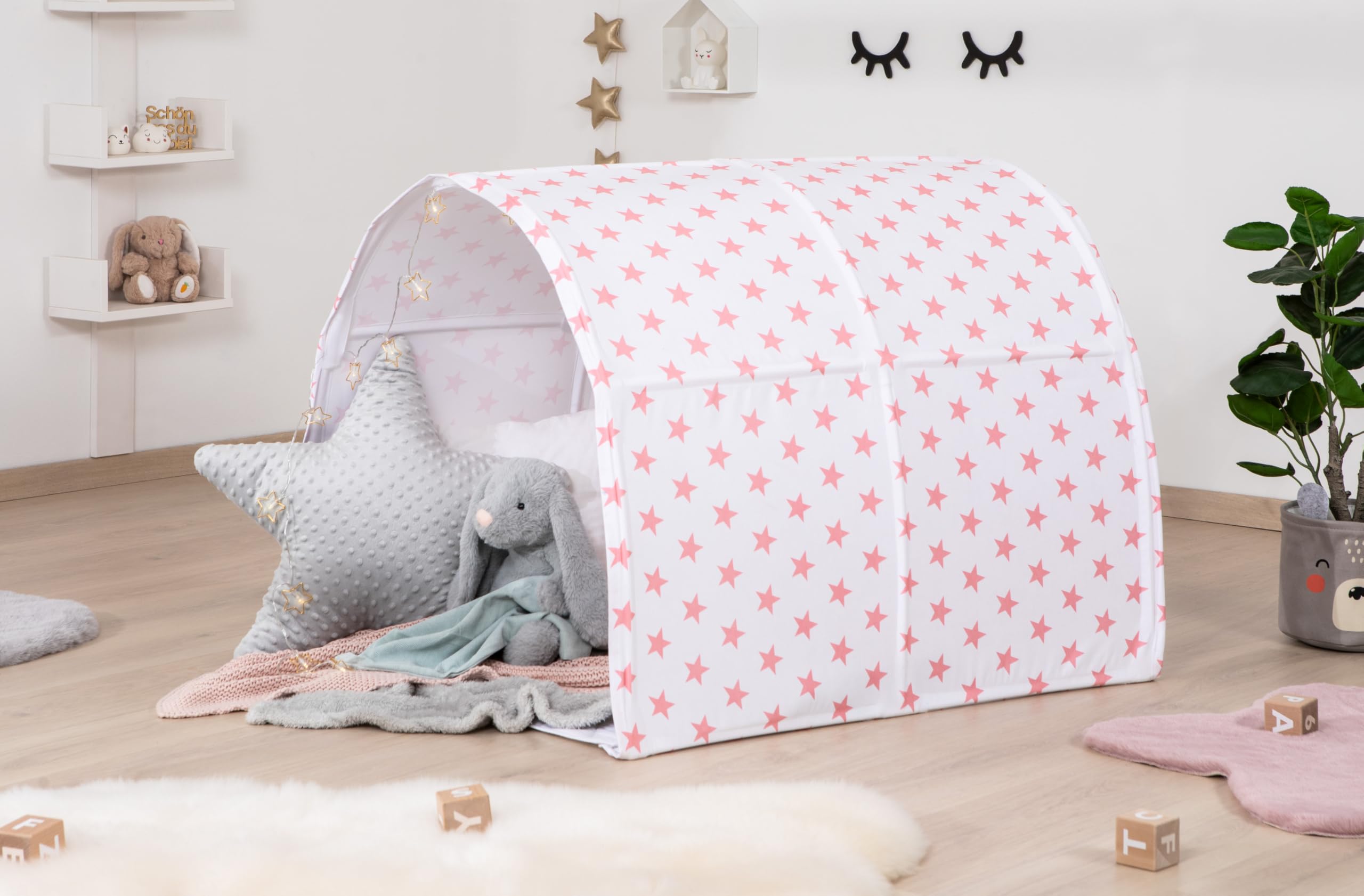 TiCAA Spiel- und Betttunnel, Kinderzelt, Kindertunnel für Jungs & Mädchen Spielzelt für Bodenbett, Hochbett, Etagenbett und Einzelbett 90x200cm