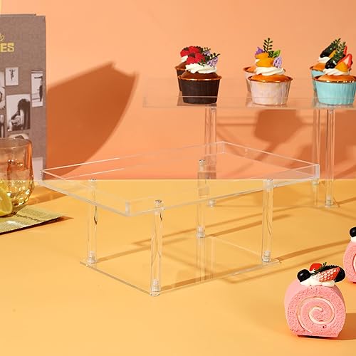 Miniatura 3 de Juego de 5 exhibidores de mesa de postre, soportes de exhibición de postres de acrílico transparente para cupcakes, postres, pastelería, alimentos,