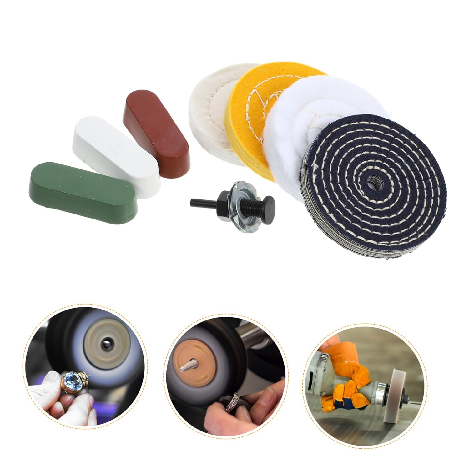 Cabilock 1Set Polishing Wheel Buffing Wheels with Polishing Compound for Grinder for Jewelry and Polishing Versatile Buffing Tool for Finishing