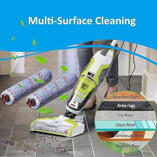 Miniatura 8 de Piezas de repuesto para aspiradora Bissell CrossWave, paquete de 4 rollos de cepillo multisuperficie Bissell CrossWave 1868 sin enredos + paquete de