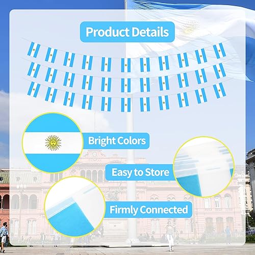 Miniatura 3 de Banderín rectangular de 32.8 pies, 38 unidades, bandera italiana, mini bandera italiana colgante, banderas verdes, blancas y rojas, pancarta para