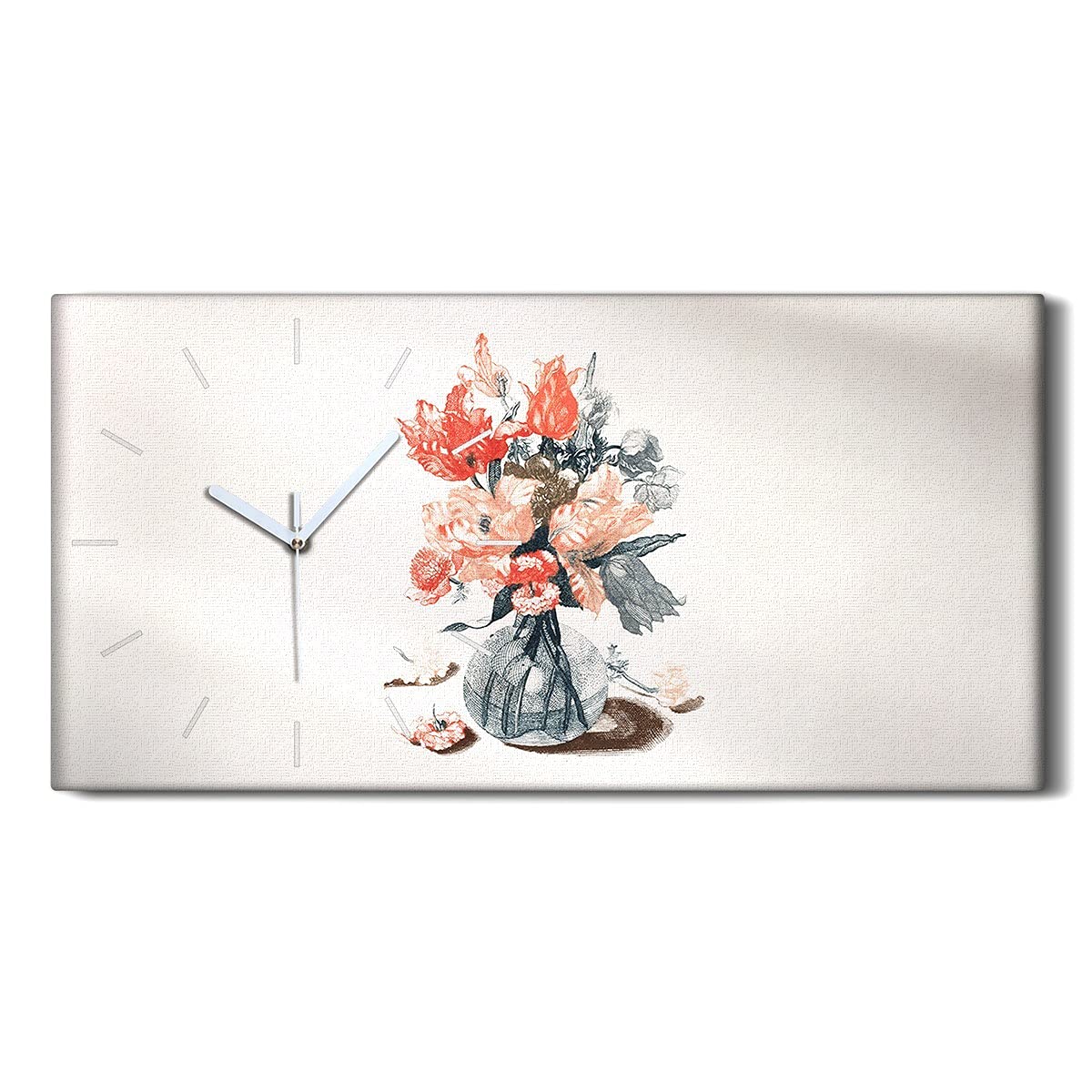 Art mural salon horloge sur toile dessin floral pour chambre zen