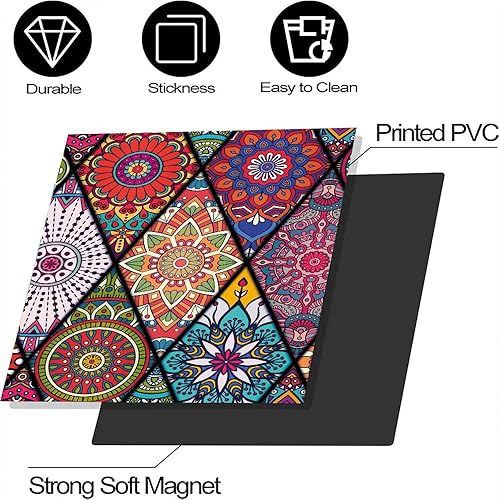 Miniatura 7 de Cubierta magnética para lavavajillas con diseño de flores de mandala, hermosa decoración de cocina, diseño bohemio con imán autoadhesivo para