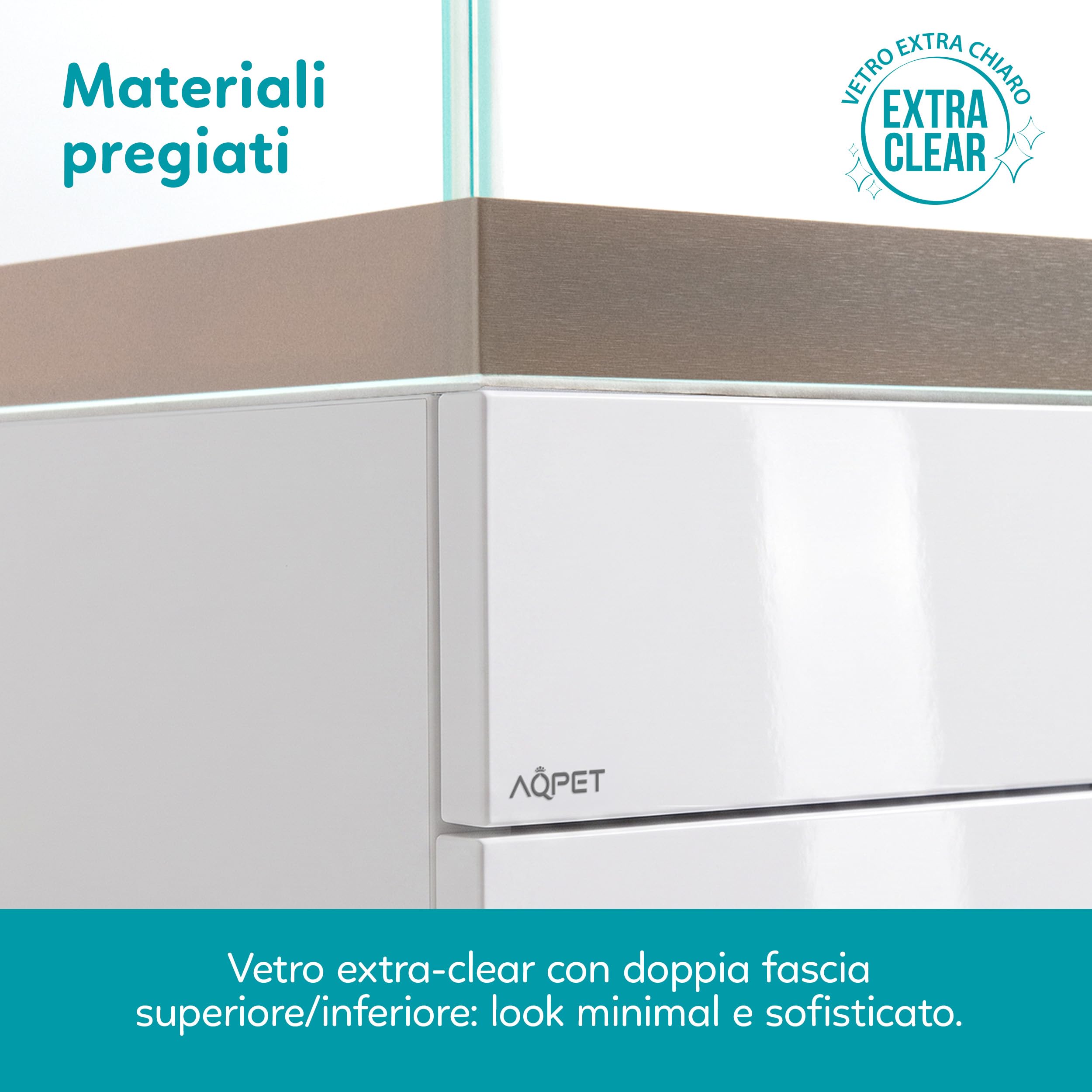 AQPET RIVERIUM Acquario Completo 240L con Mobile in Legno, Vetro Extrachiaro 10 mm, Filtro Esterno HALO 300, LED RGB BRIGHT 900R, Riscaldatore 200W, Acqua Dolce e Marina (Bianco)