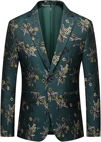 UNINUKOO Mens Floral Blazer Jacket Slim Fit Paisley Tuxedo Suit Party Dress Wedding Sport Coat for Men