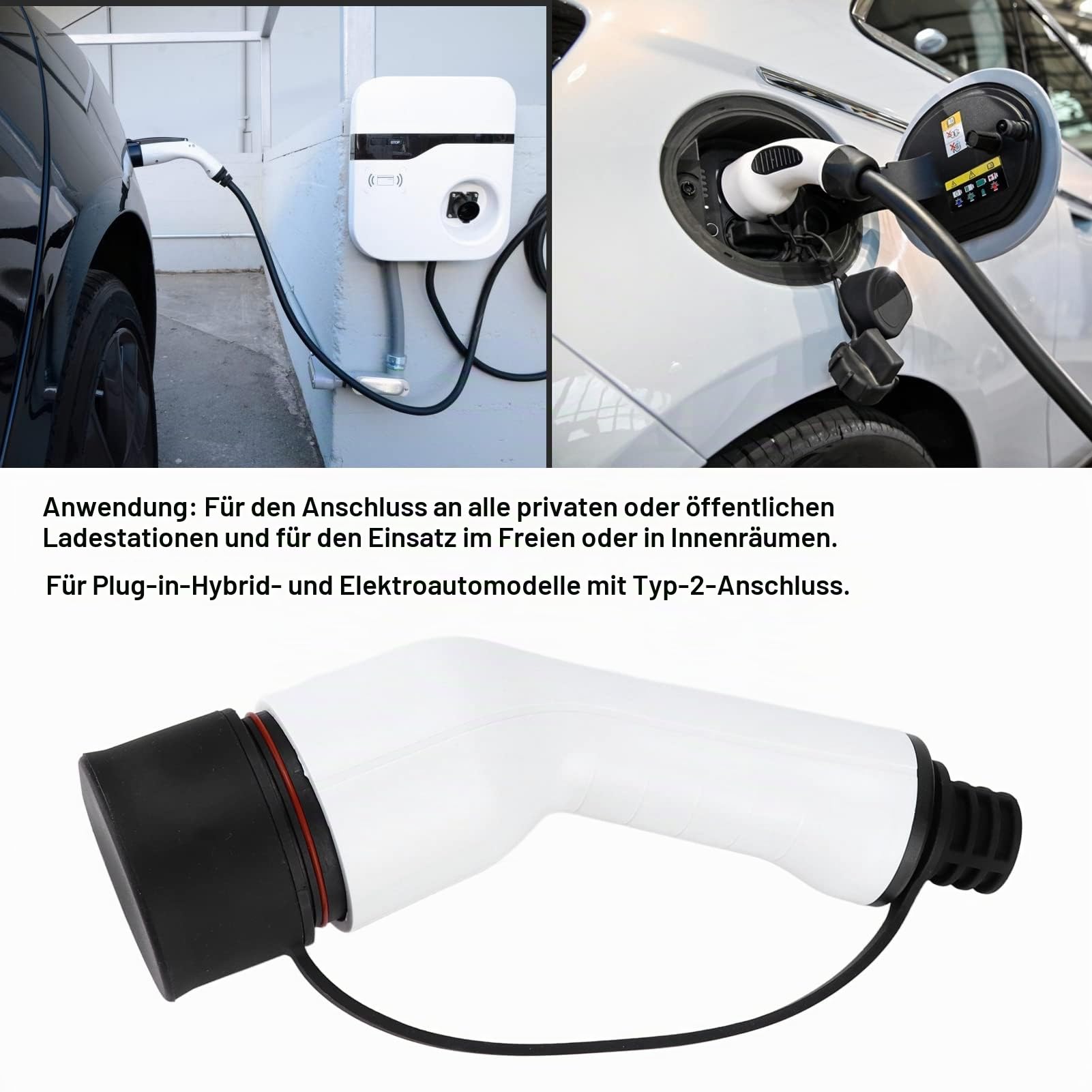Elektroauto Ladegerät Adapter, IEC 62196 Elektroauto Typ 2 Stecker, EV-Ladegerät Weiblich Stecker, 3-Phase 32A 22 kW Charger Ladestecker, für Elektrofahrzeuge E-Auto Motorräder E-Bikes