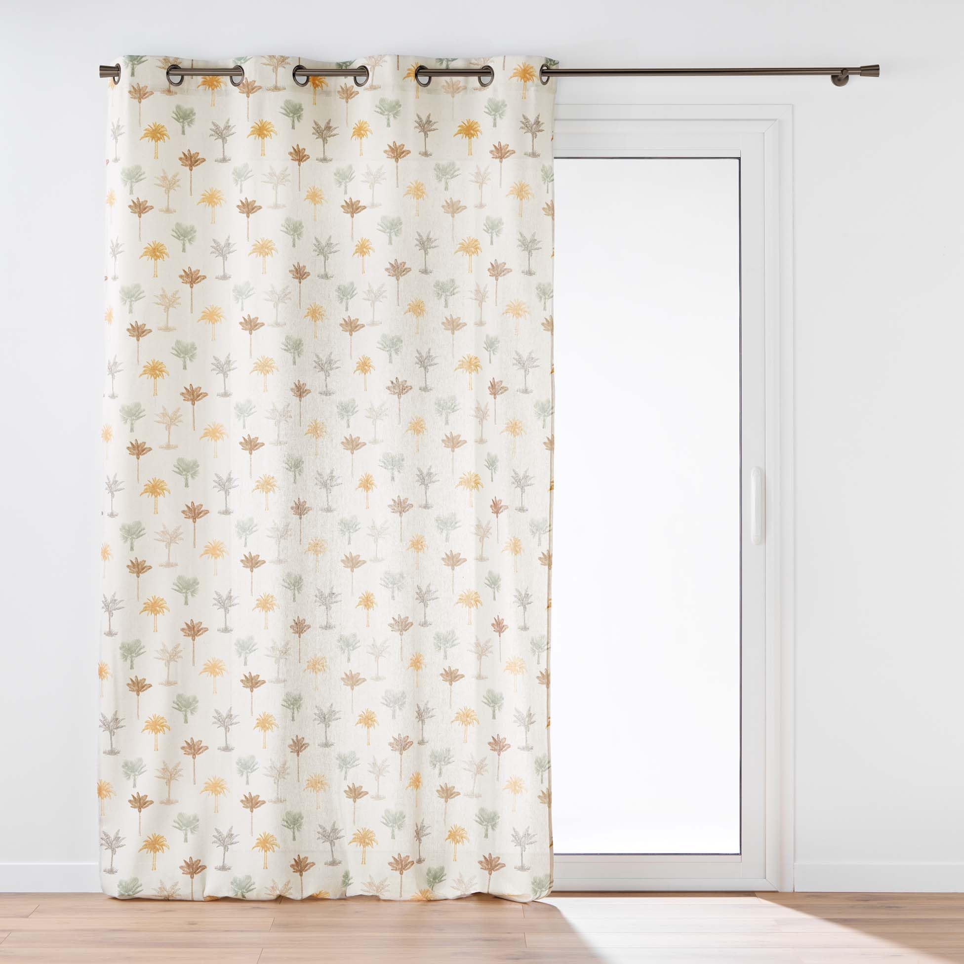 Douceur d'Intérieur, Palmelia 140 x 280 cm Polycotton Printed Eyelet Curtain