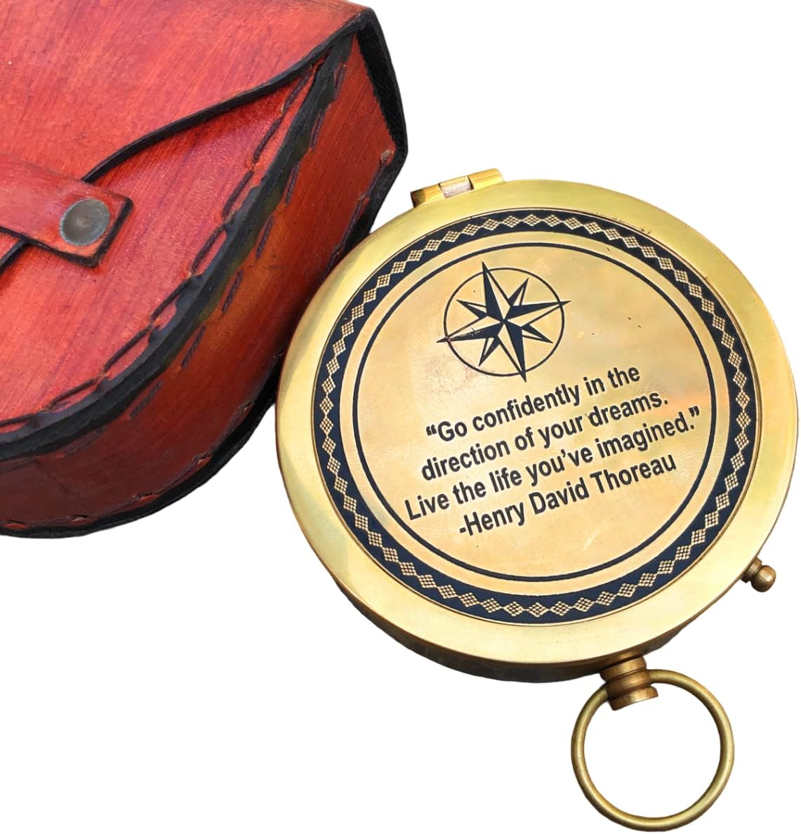 Brass Henry David Thoreau's Go Confidently Poem Compass Nautical Maritime Compass Gift for Birthday, Anniversary, Graduation, Confirmation Day, Baptism, New Year, Communion