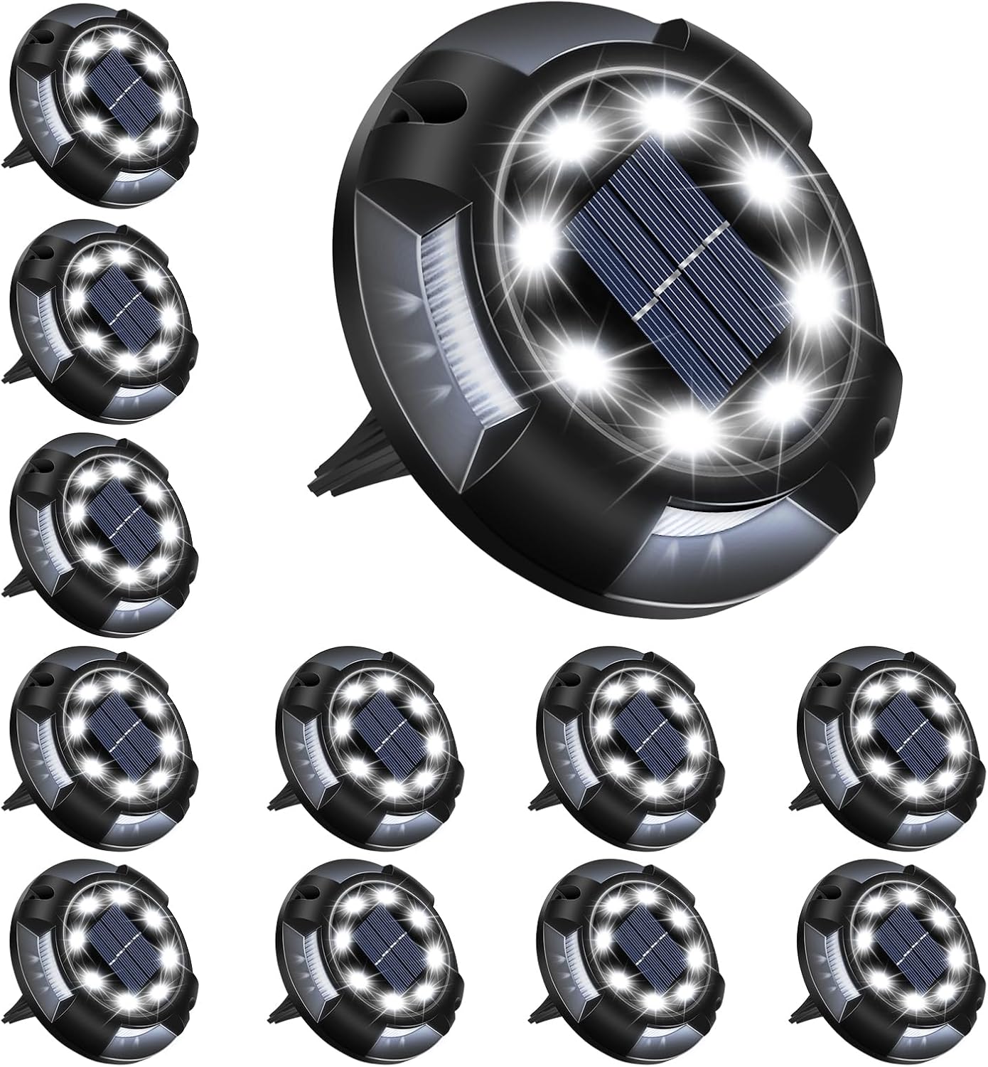 Laliled Swivel Disk Lights Solar Powered Ground Lights, 12 LEDs