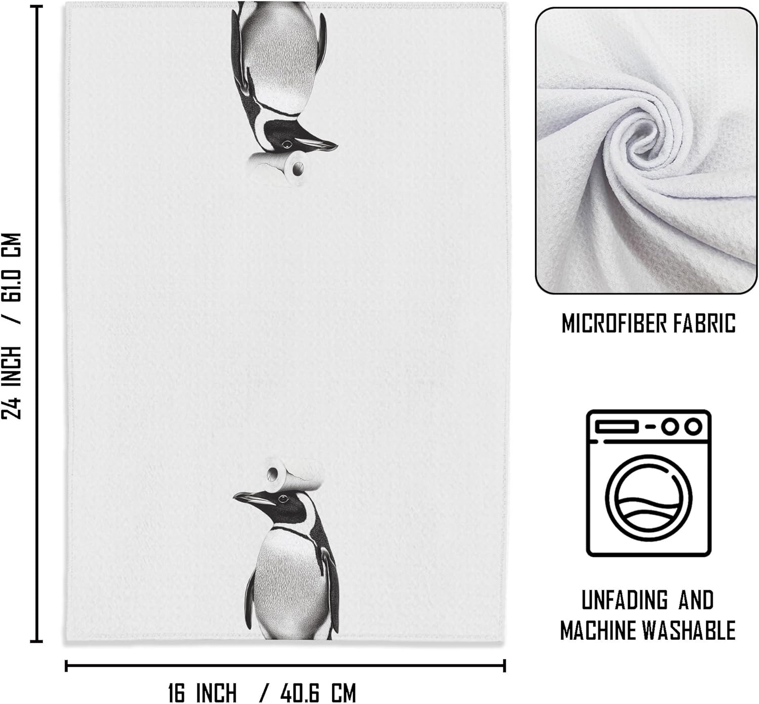 Penguin Gifts Hand Towels - Penguin Decorative Towels for Bathroom, Cute Animal Bathroom Decor, Penguins Decor, Penguins Gifts for Kids, 16×24 Inches - Image 7
