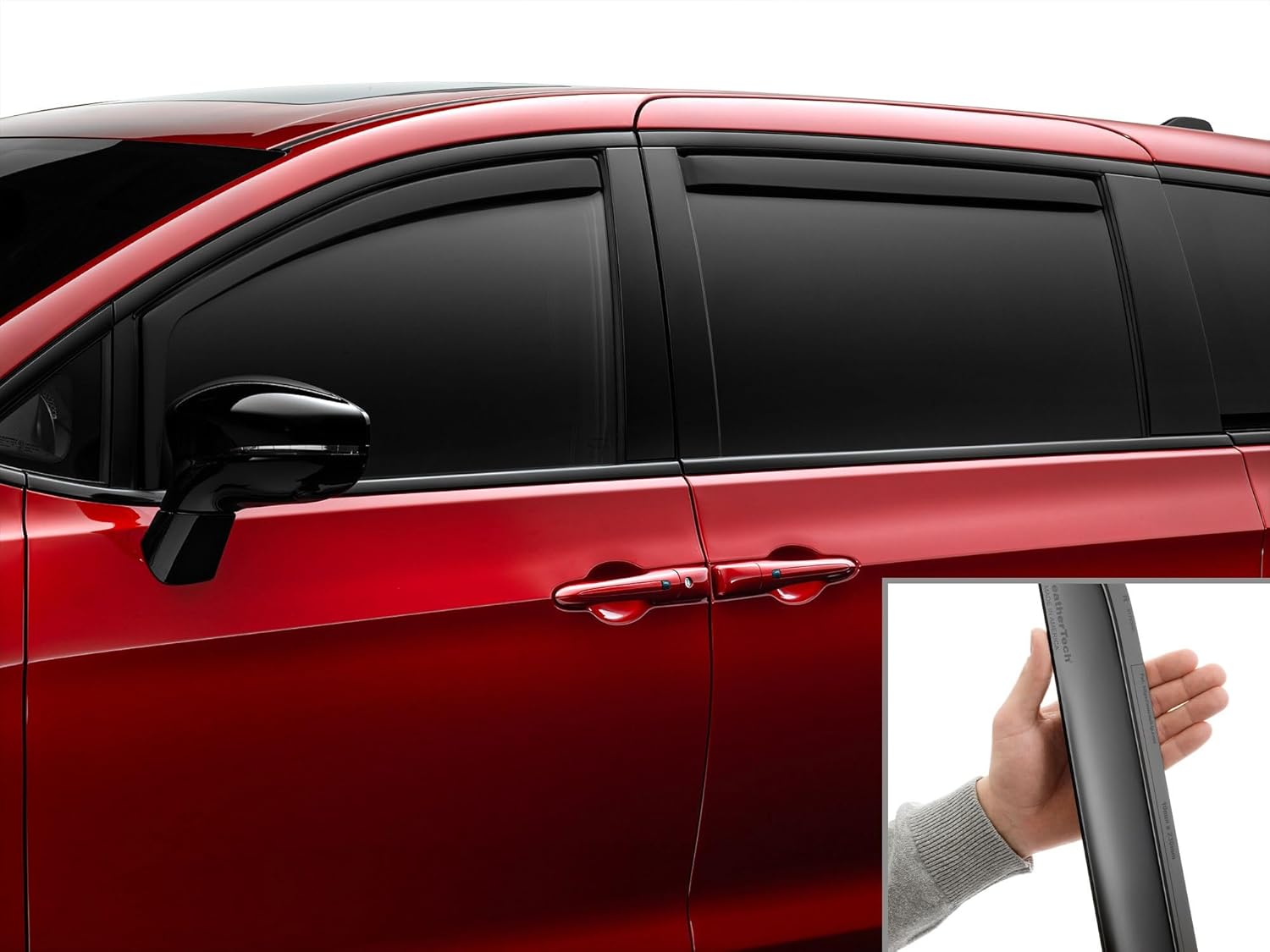 WeatherTech Custom Fit Side Window Deflectors for Chrysler Pacifica Hybrid, Pacifica, Voyager - (82840IM), Dark Tint