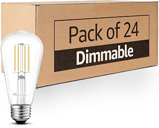 Mastery Mart ST21 LED Edison Light Bulbs, 9W (100W Equivalent), Dimmable, 2700K Soft White, 1100 Lumens, Clear Glass Decorative Filament, E26 Base, 24-Pack