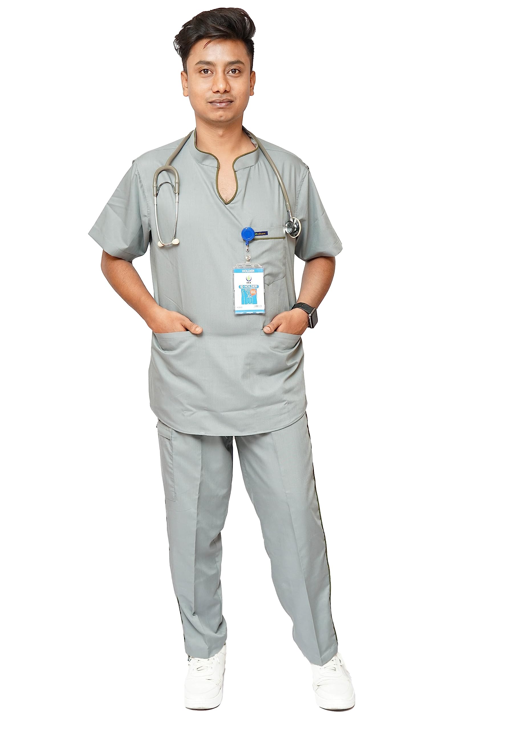 Indicare Health Sciences Customize Mens Scrub Suit Designer mandarin Collar- Ideal for Doctors, Nurses, Dentists and Healthcare Professionals (Dark Grey, 2XL) (B0C4L2VP13) Amazon Price History, Amazon Price Tracker