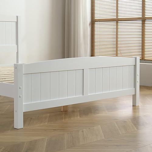 Miniatura 6 de Karl home Base de cama de madera tamaño matrimonial con cabecero, plataforma para dormitorio con estribo, soporte de 12 listones de madera, no