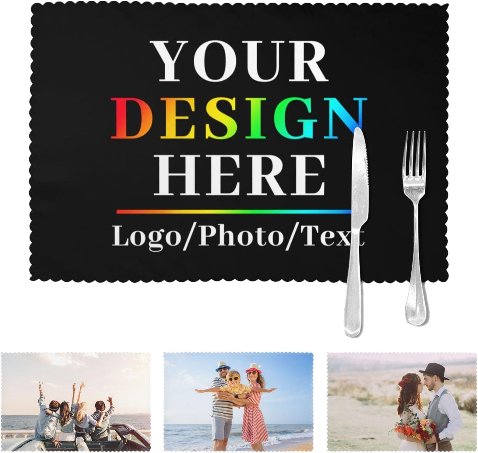 Custom Table Placemats Set of 6, Personalized Waterproof
