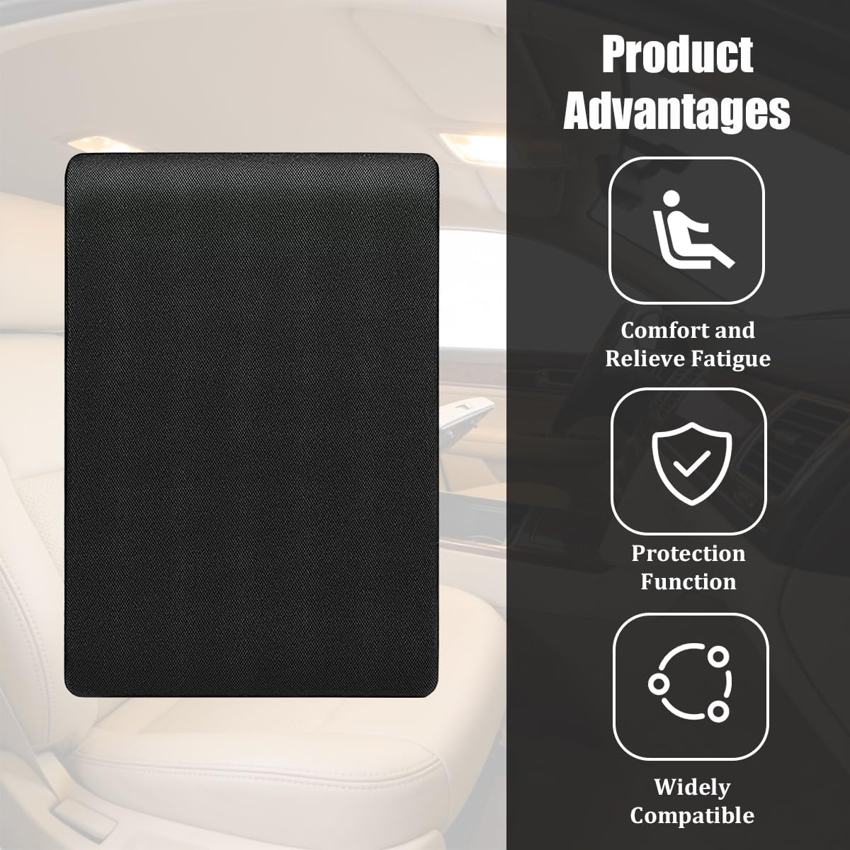 Car Center Console Cover, Soft Memory Foam Comfortable Vehicle Middle Console Armrest Box Cushion Mat, Breathable Auto Interior Arm Rest Protector Pad, Universal for Truck Van Sedan