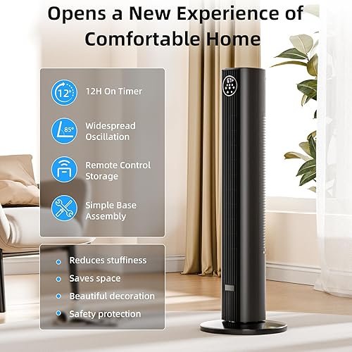 Miniatura 2 de Antarctic Star Ventilador de torre de 35 pulgadas, portátil, eléctrico, oscilante, ventilador oscilante de 85, refrigeración silenciosa, control