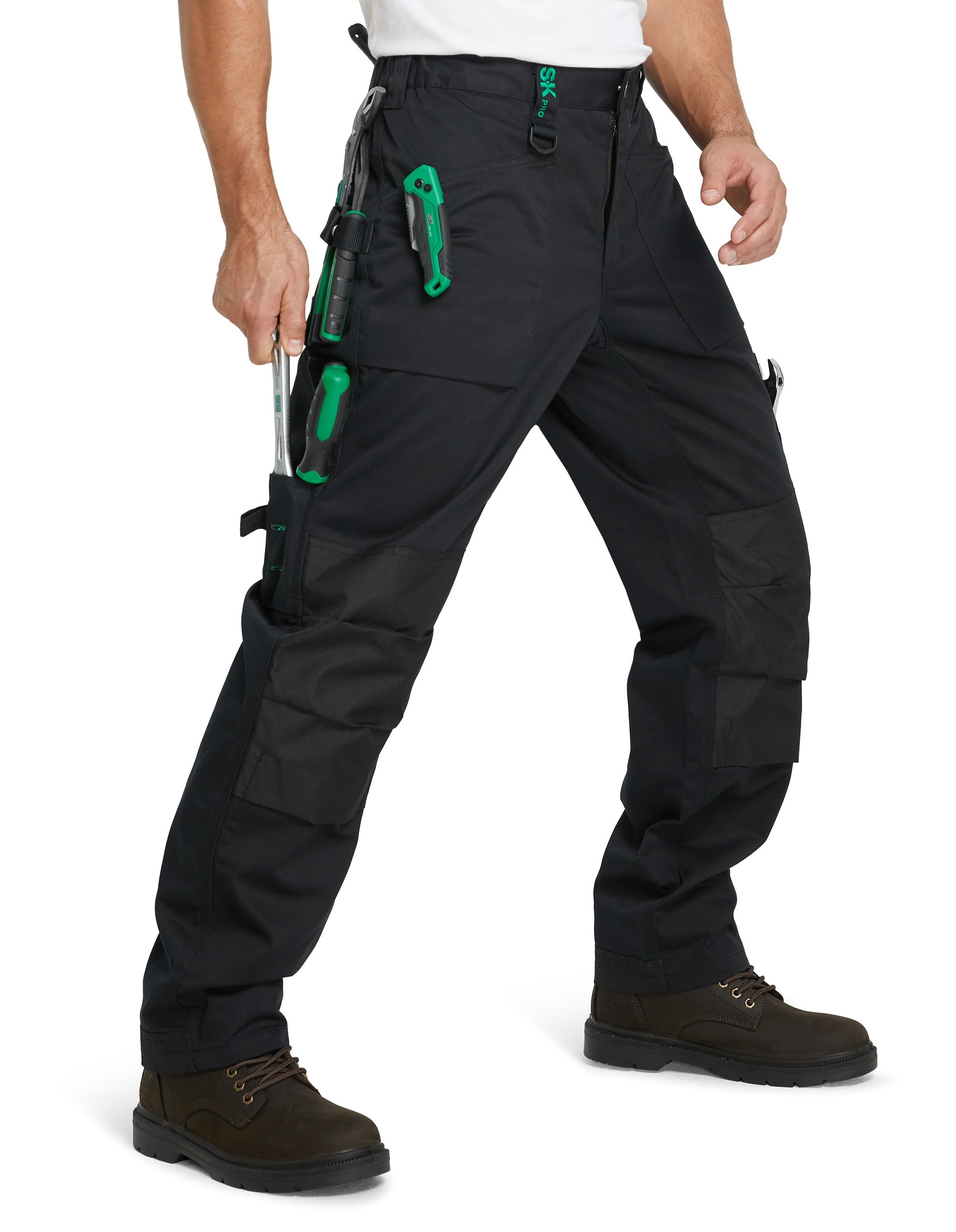 SKPRO Mens Work Pants Cargo Pants with Reinforced Knee Pad Pockets Relaxed Fit Carpenter Pants for Construction