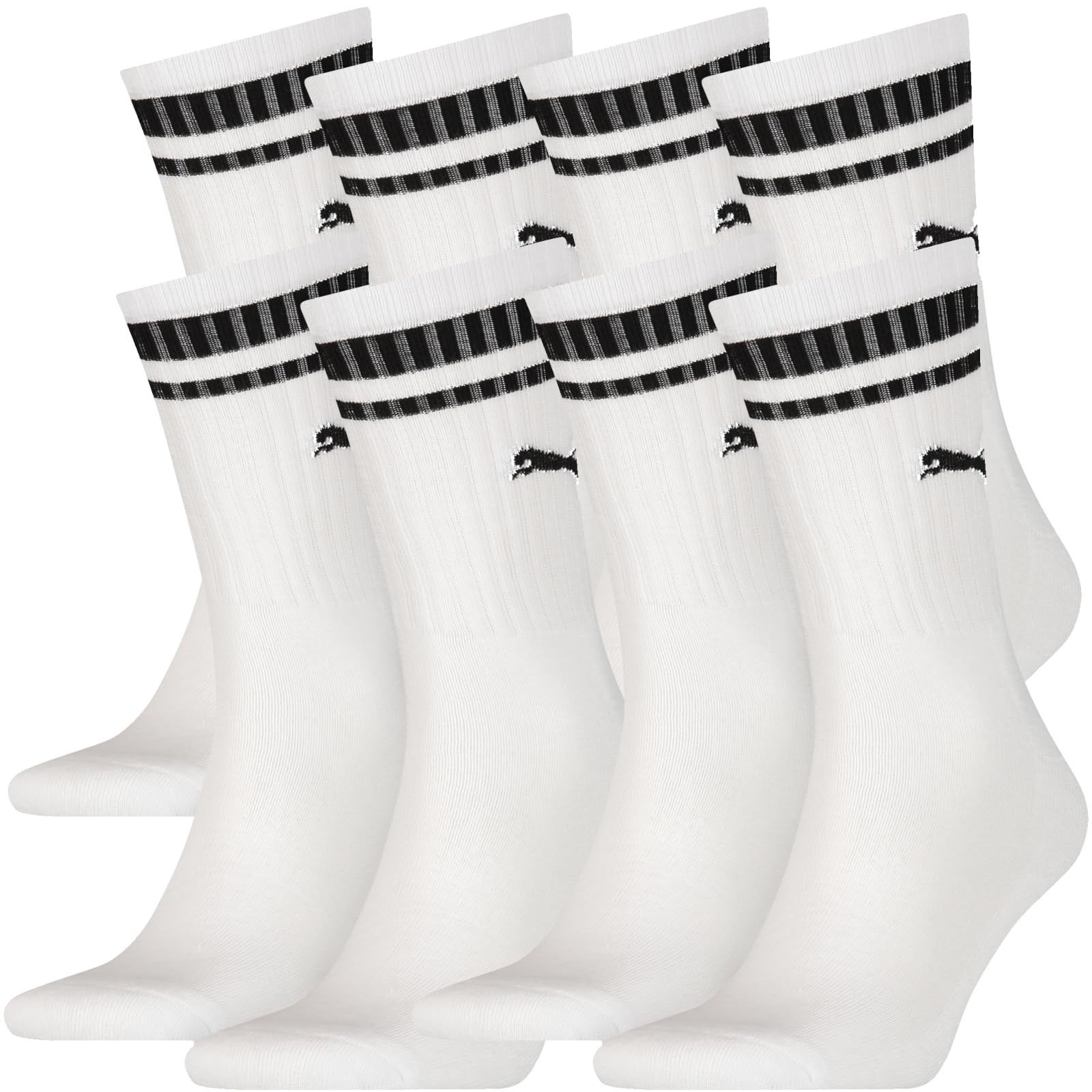 Puma Men's White/White 2-Pack Heritage Stripe Sports Socks,  7.5/8/5/5.5/6/6.5/7 Eur Size 39-42