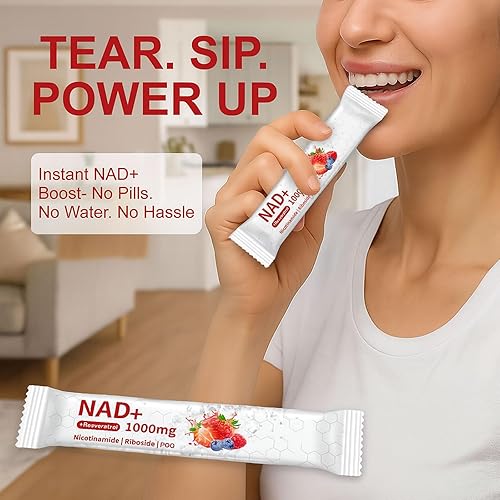 Miniatura 6 de NAD 1000mg Líquido  30 paquetes  Mezcla de bebida NAD+ con ribósido de nicotinamida, PQQ y resveratrol  Sabor a bayas, aumenta la energía, la