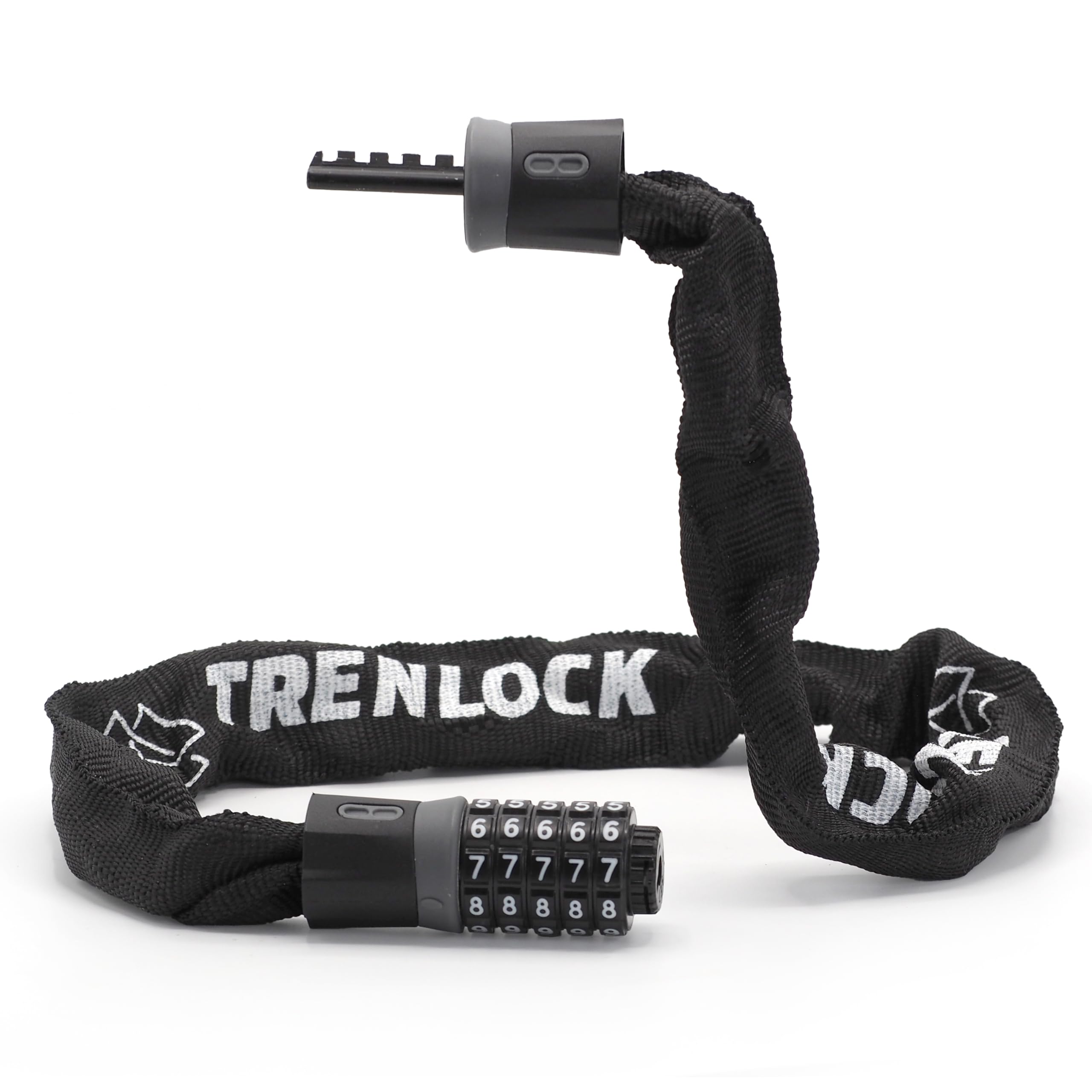 TrenLock Catena con Lucchetto per Bici - Catena per Bicicletta Antifurto Rivestita in Nylon Antitaglio - Lucchetto con Combinazione a 5 Codici - 90cm